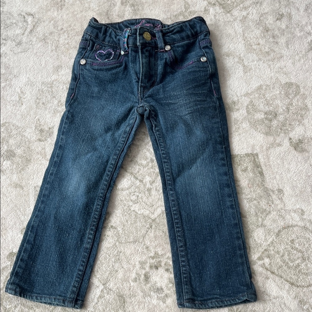Levi’s Girls Dark Blue Denim Jeans with Heart Stitching